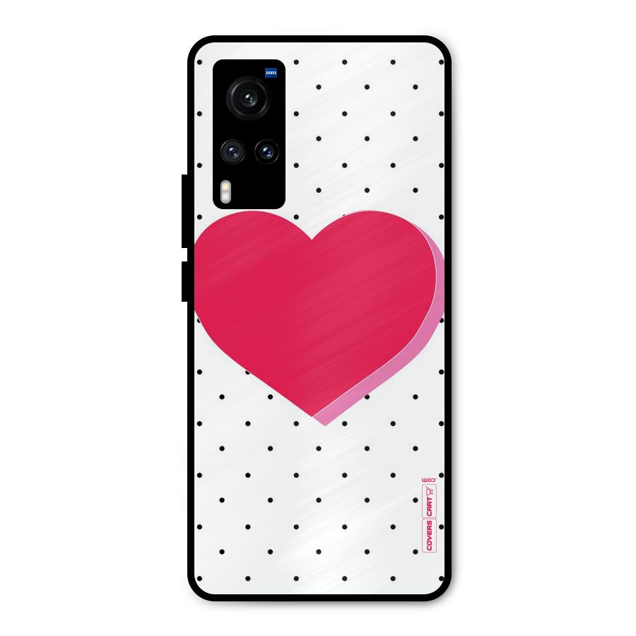 Pink Polka Heart Metal Back Case for Vivo X60