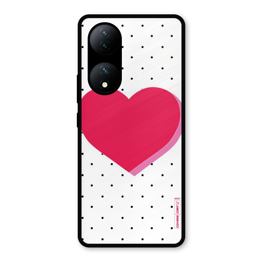 Pink Polka Heart Metal Back Case for Vivo Y100