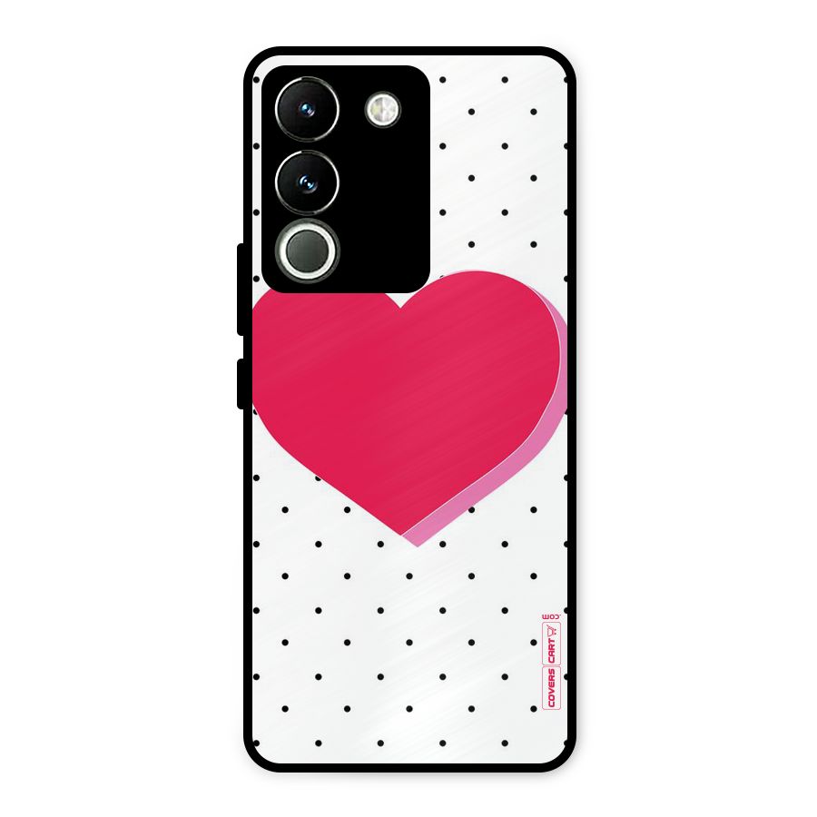 Pink Polka Heart Metal Back Case for Vivo Y200