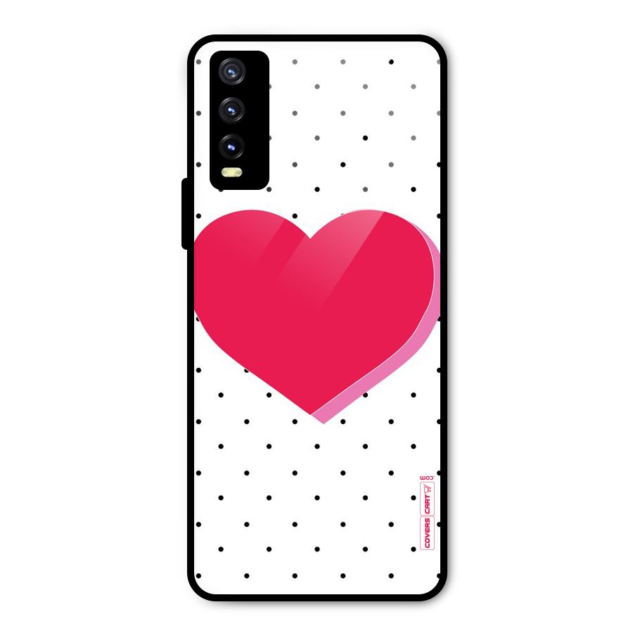 Pink Polka Heart Metal Back Case for Vivo Y20g