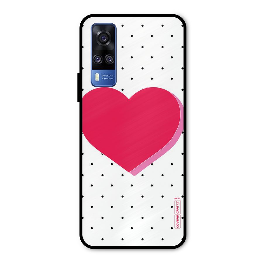 Pink Polka Heart Metal Back Case for Vivo Y51A