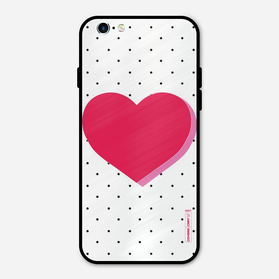 Pink Polka Heart Metal Back Case for iPhone 6 6s