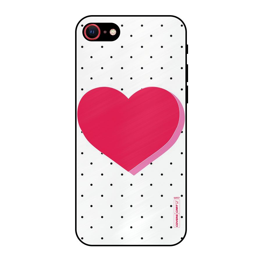 Pink Polka Heart Metal Back Case for iPhone 7