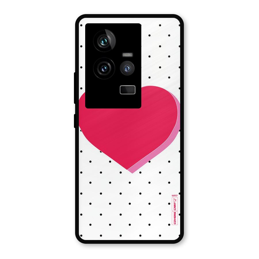 Pink Polka Heart Metal Back Case for iQOO 11 5G