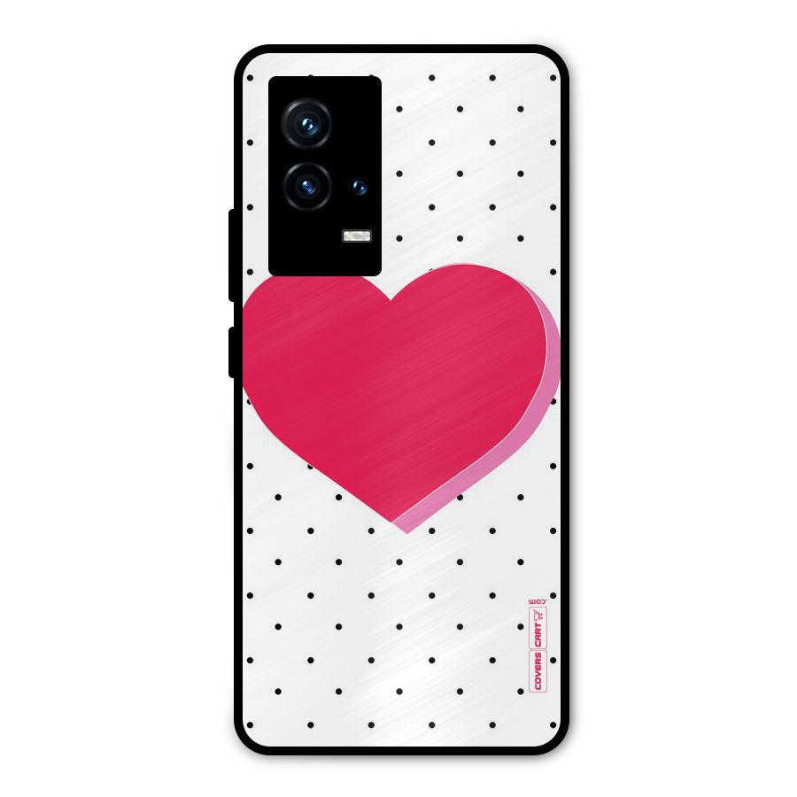 Pink Polka Heart Metal Back Case for iQOO 9 5G