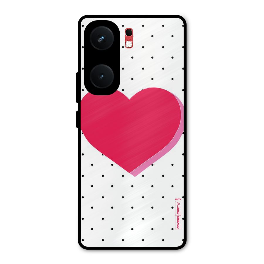 Pink Polka Heart Metal Back Case for iQOO Neo 9 Pro