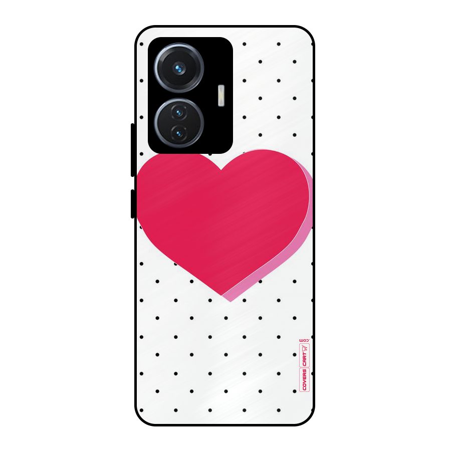 Pink Polka Heart Metal Back Case for iQOO Z6 44W