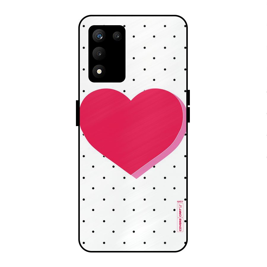 Pink Polka Heart Metal Back Case for realme 9 5G SE