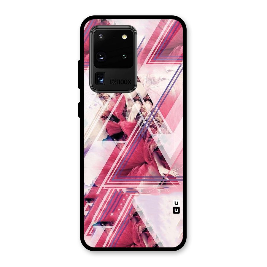 Pink Rose Abstract Glass Back Case for Galaxy S20 Ultra