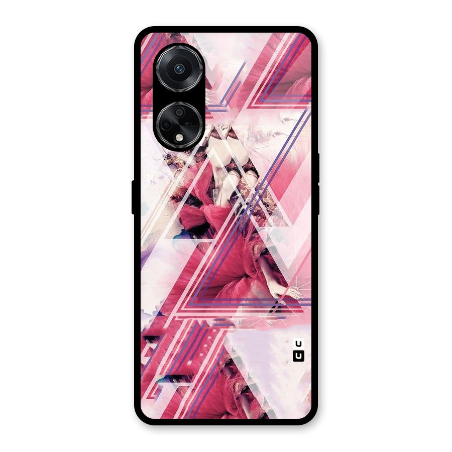 Pink Rose Abstract Glass Back Case for Oppo F23