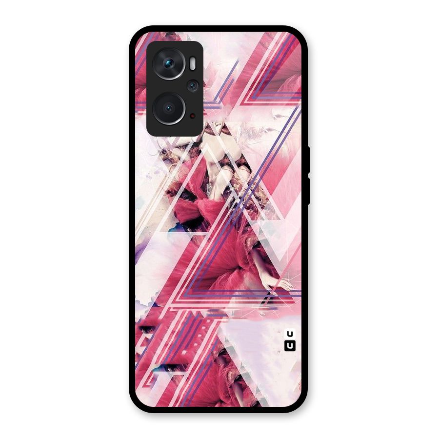 Pink Rose Abstract Glass Back Case for Oppo K10 4G