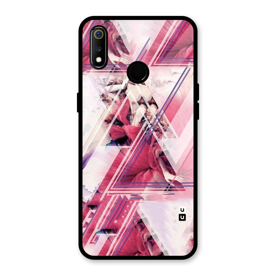 Pink Rose Abstract Glass Back Case for Realme 3i