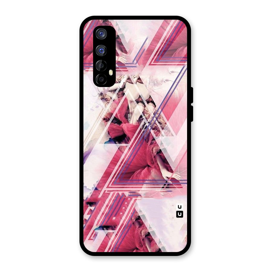 Pink Rose Abstract Glass Back Case for Realme 7