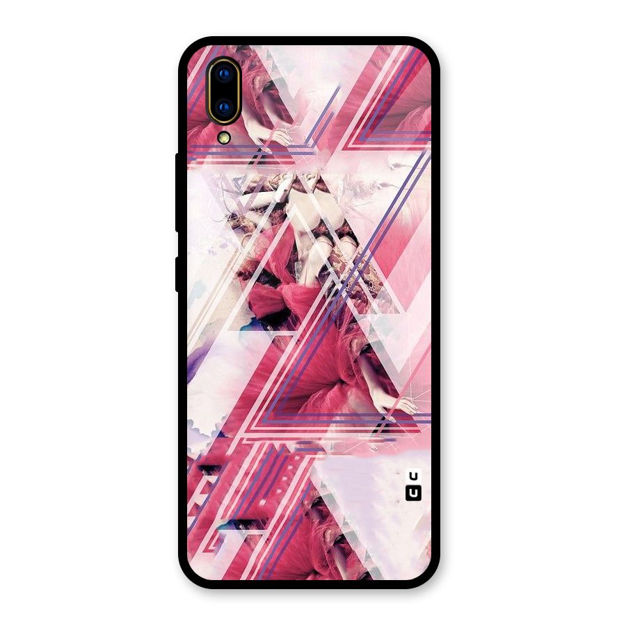 Pink Rose Abstract Glass Back Case for Vivo V11 Pro