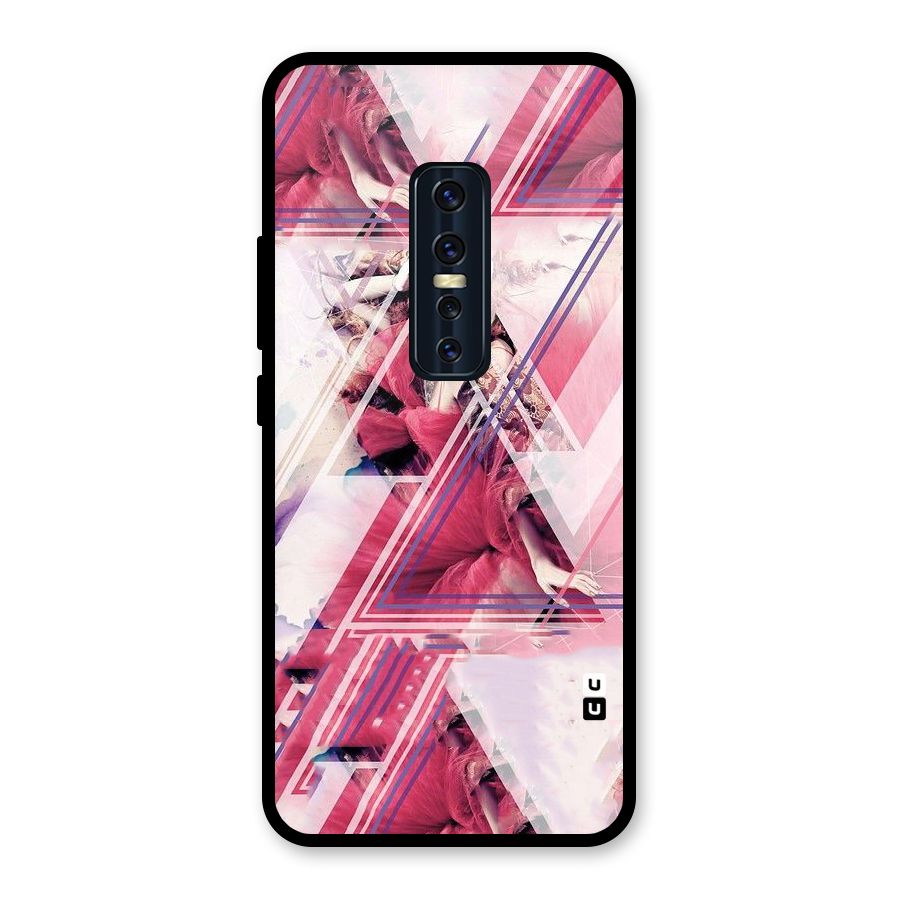 Pink Rose Abstract Glass Back Case for Vivo V17 Pro