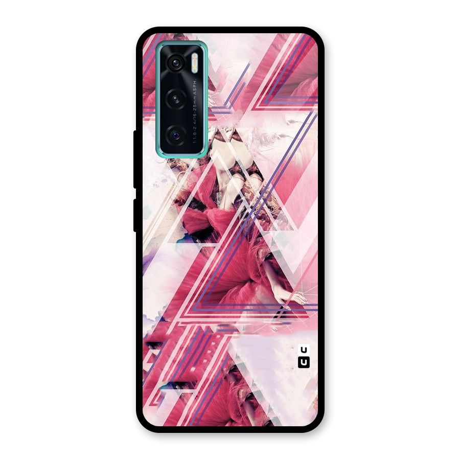 Pink Rose Abstract Glass Back Case for Vivo V20 SE