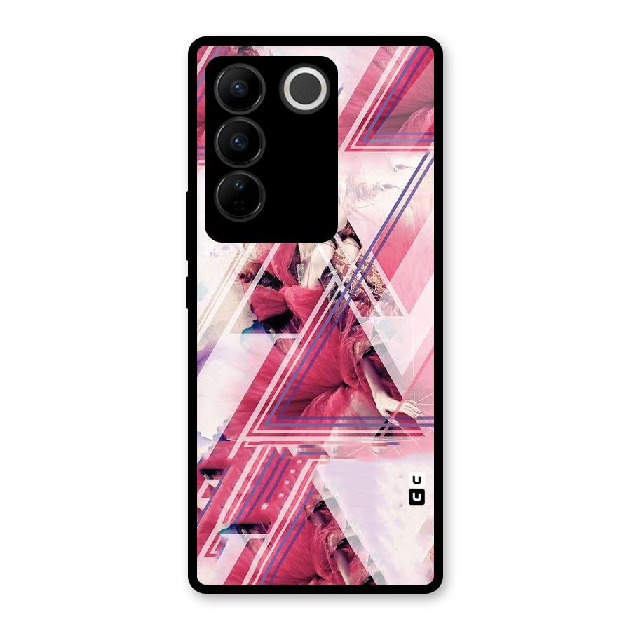 Pink Rose Abstract Glass Back Case for Vivo V27