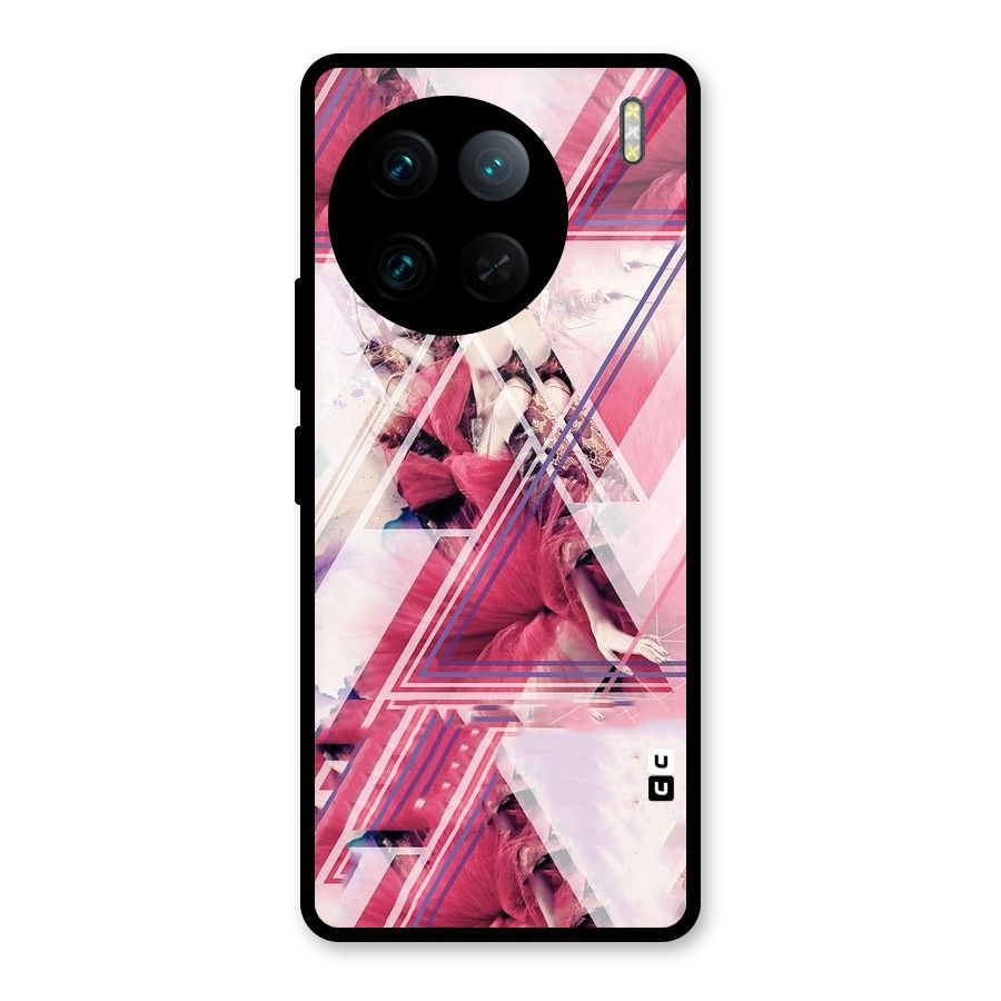 Pink Rose Abstract Glass Back Case for Vivo X90 Pro