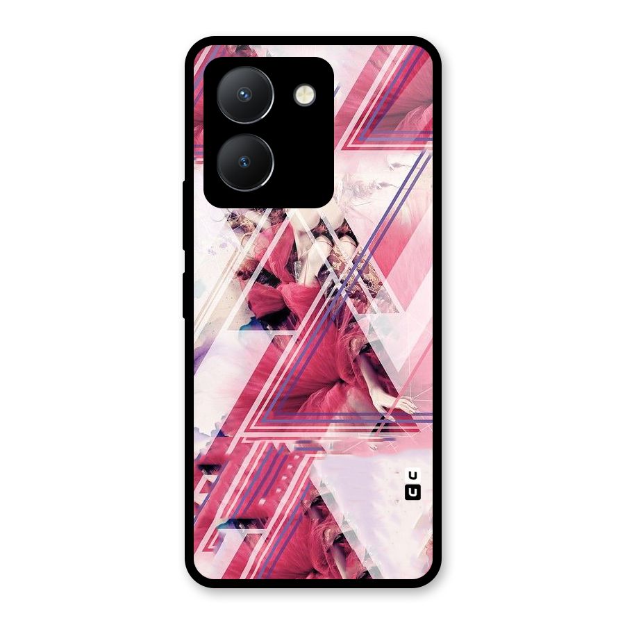 Pink Rose Abstract Glass Back Case for Vivo Y36