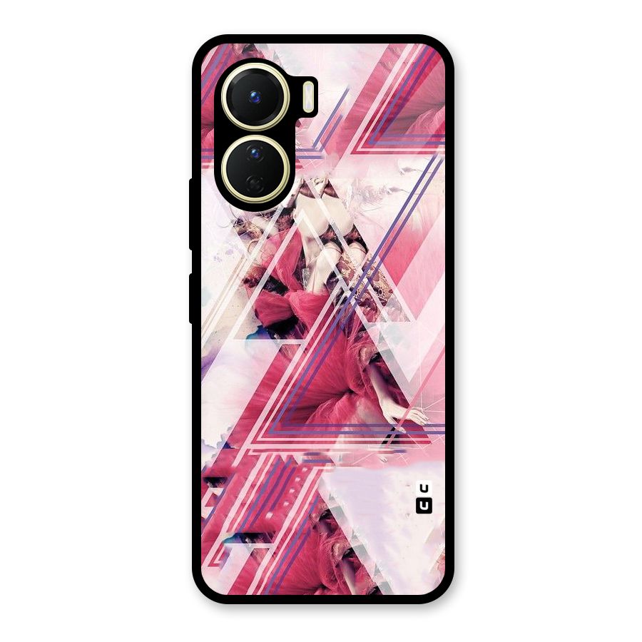 Pink Rose Abstract Glass Back Case for Vivo Y56