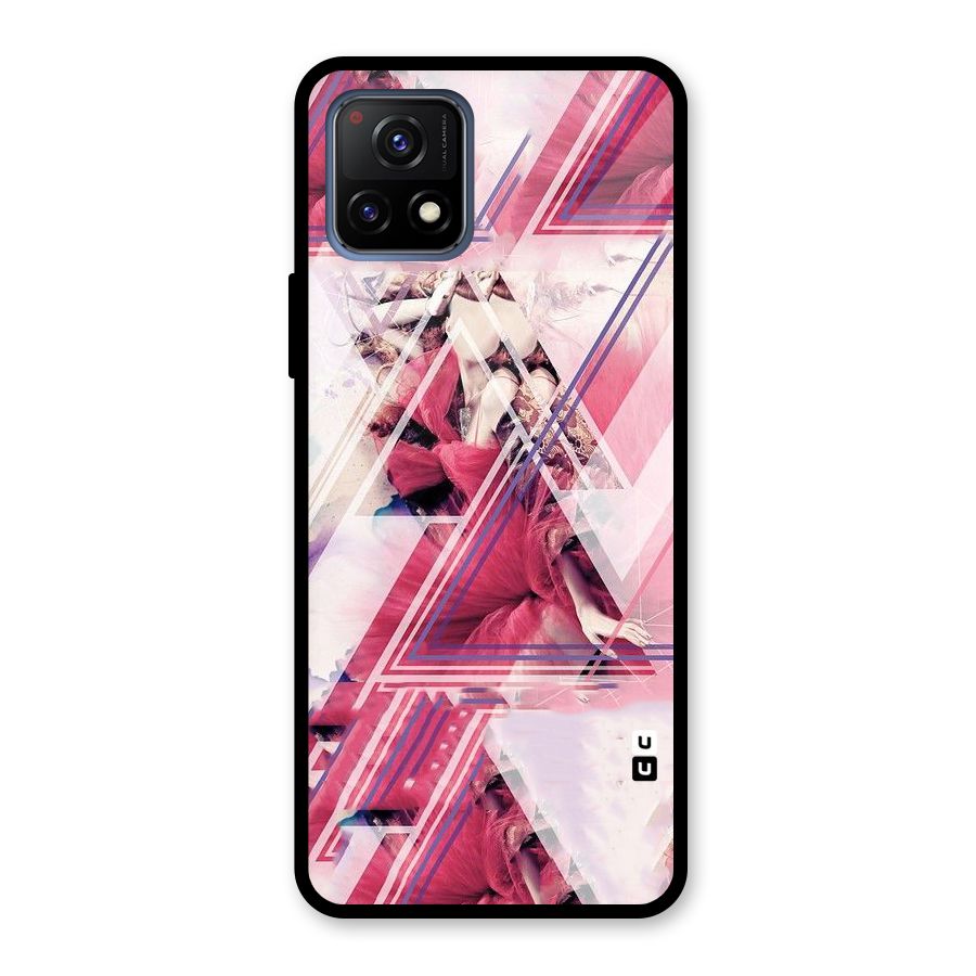 Pink Rose Abstract Glass Back Case for Vivo Y72 5G