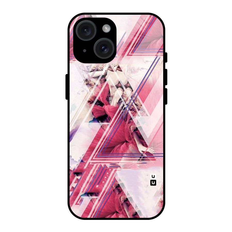Pink Rose Abstract Glass Back Case for iPhone 15