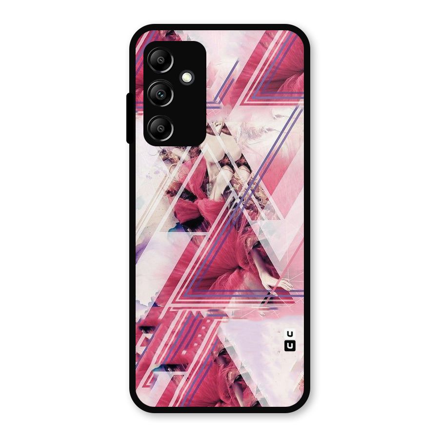 Pink Rose Abstract Metal Back Case for Galaxy A14 5G
