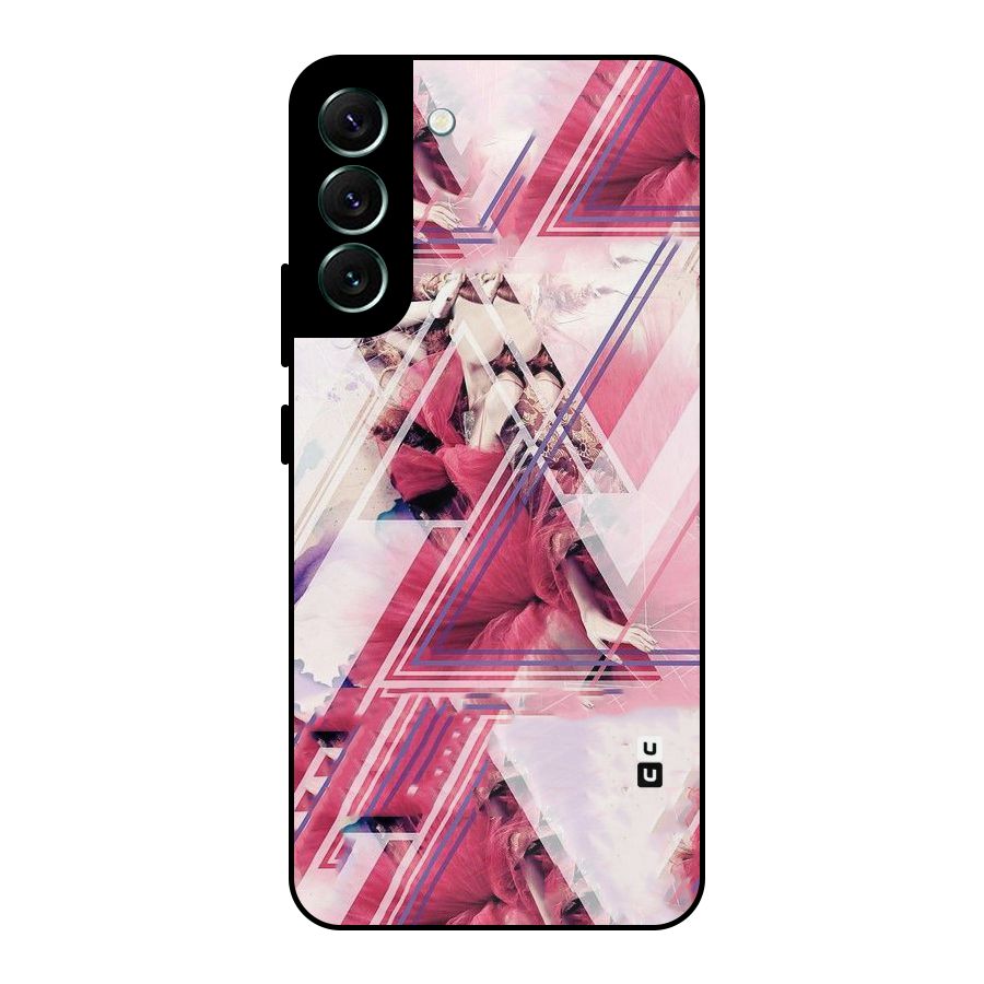 Pink Rose Abstract Metal Back Case for Galaxy S22 Plus 5G