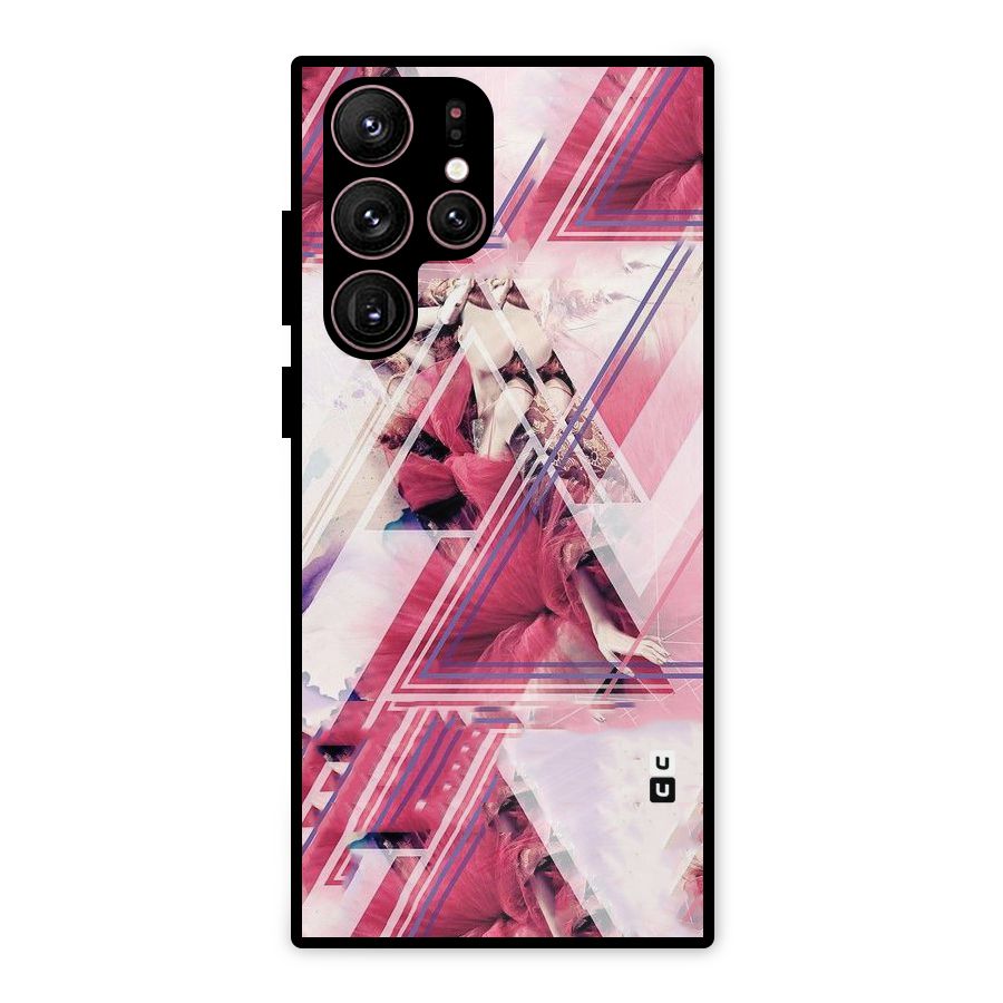 Pink Rose Abstract Metal Back Case for Galaxy S22 Ultra 5G