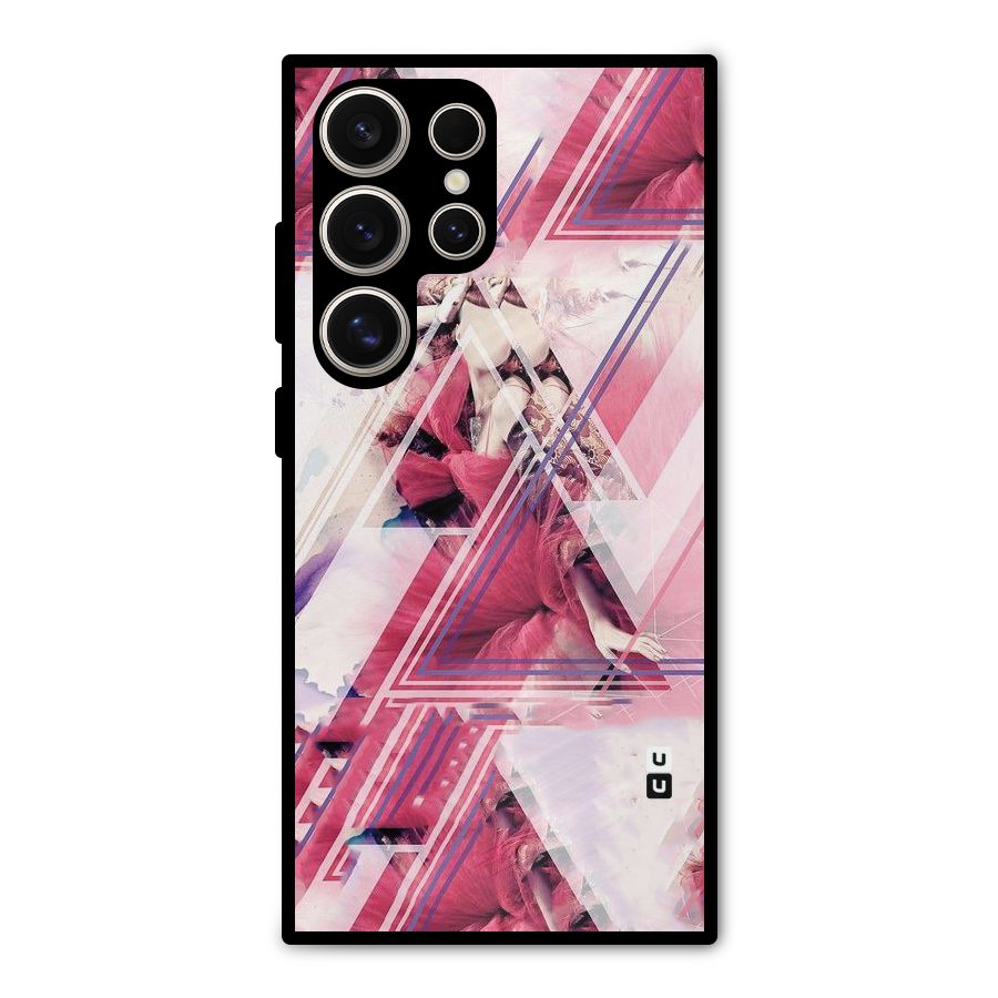 Pink Rose Abstract Metal Back Case for Galaxy S24 Ultra