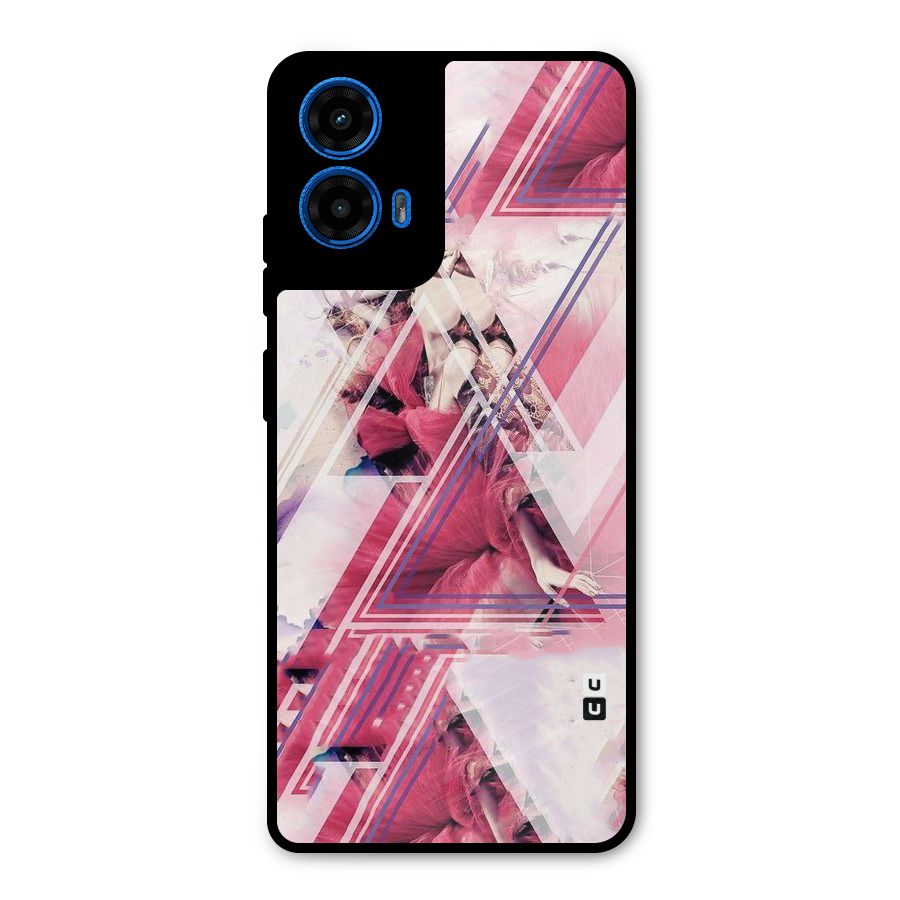 Pink Rose Abstract Metal Back Case for Moto G45