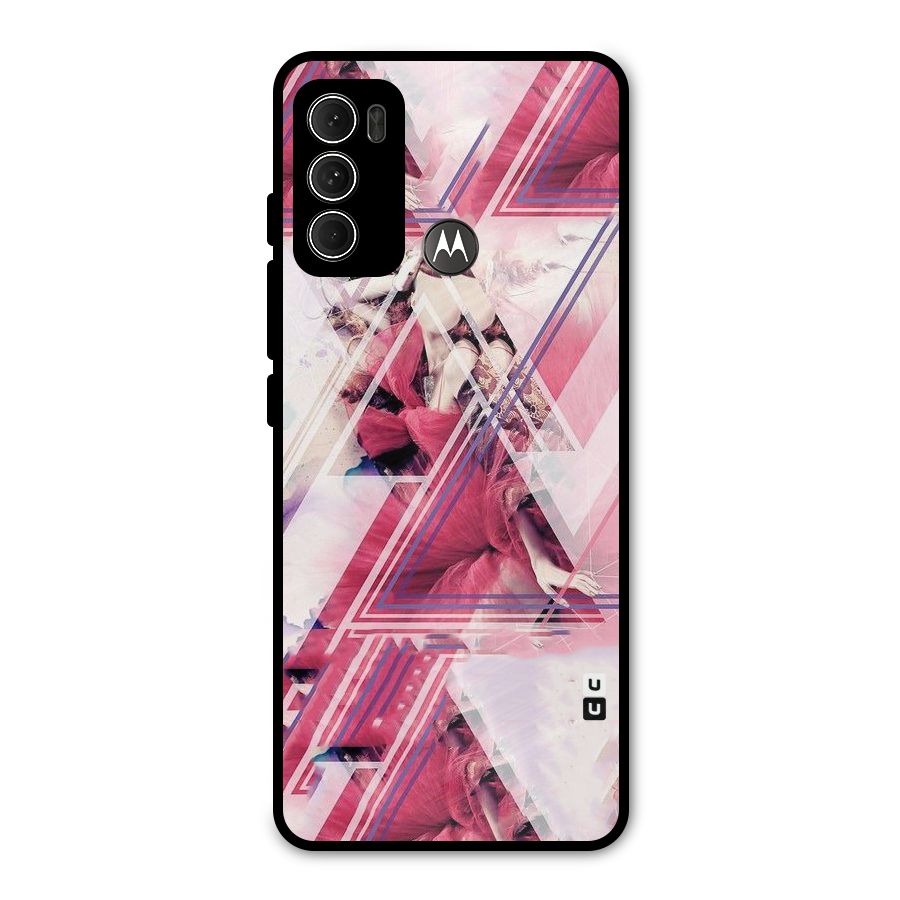 Pink Rose Abstract Metal Back Case for Moto G60