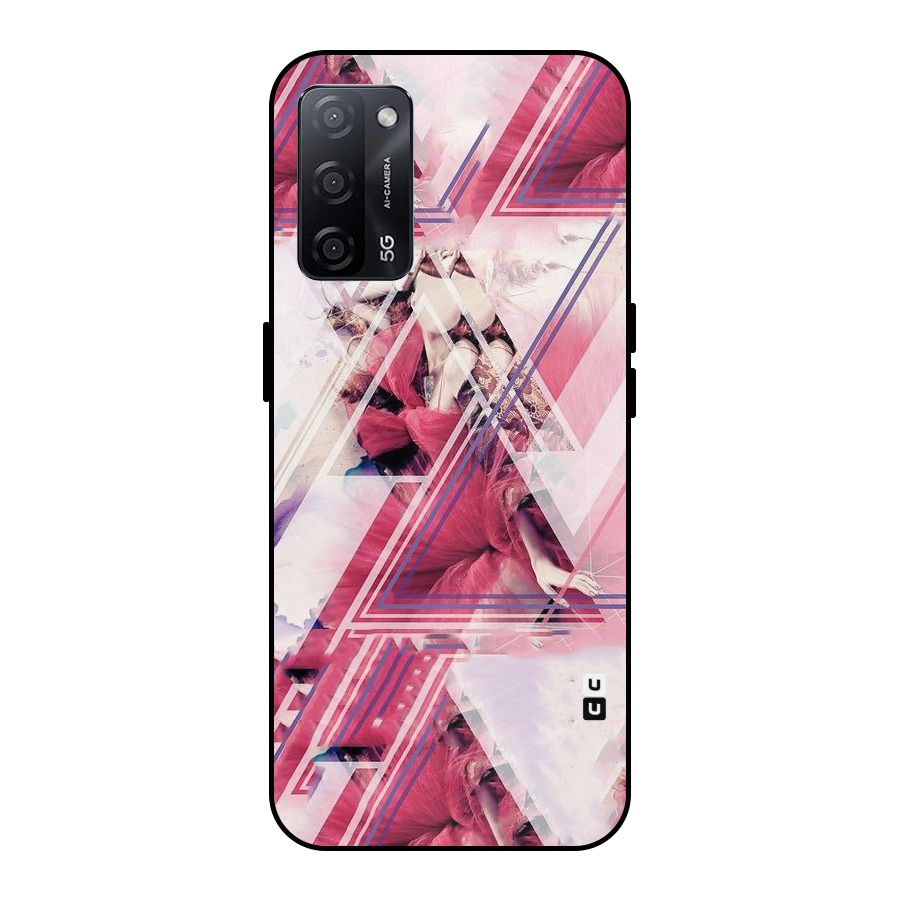 Pink Rose Abstract Metal Back Case for Oppo A53s 5G