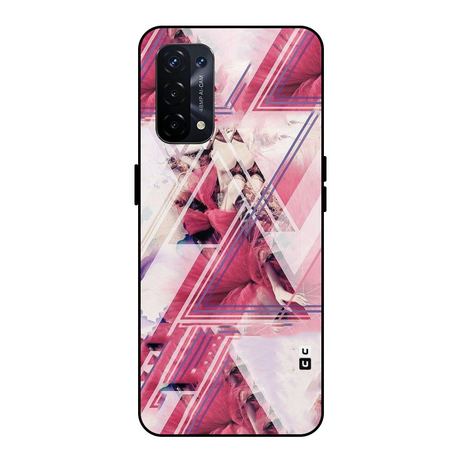 Pink Rose Abstract Metal Back Case for Oppo A74 5G