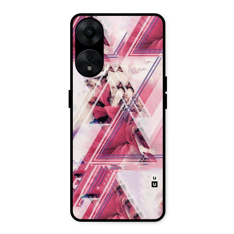Pink Rose Abstract Metal Back Case for Oppo A78 5G