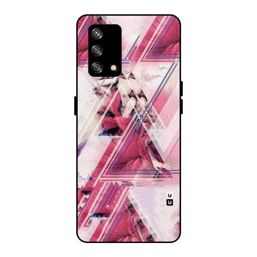 Pink Rose Abstract Metal Back Case for Oppo F19