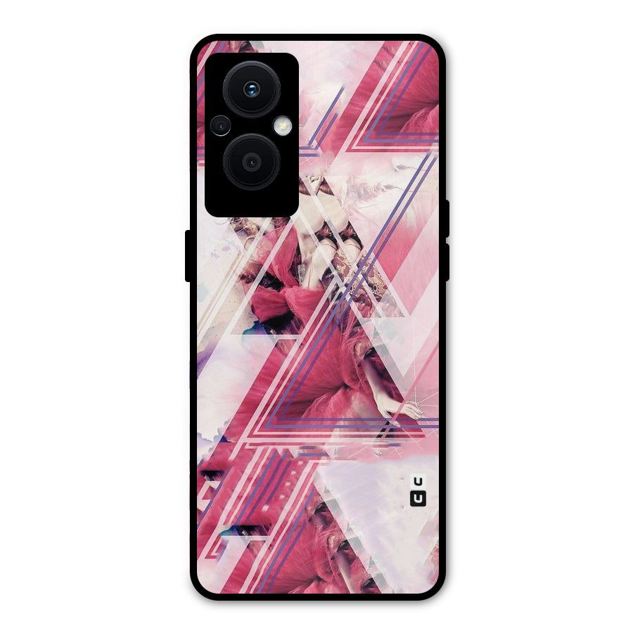 Pink Rose Abstract Metal Back Case for Oppo F21 Pro 5G
