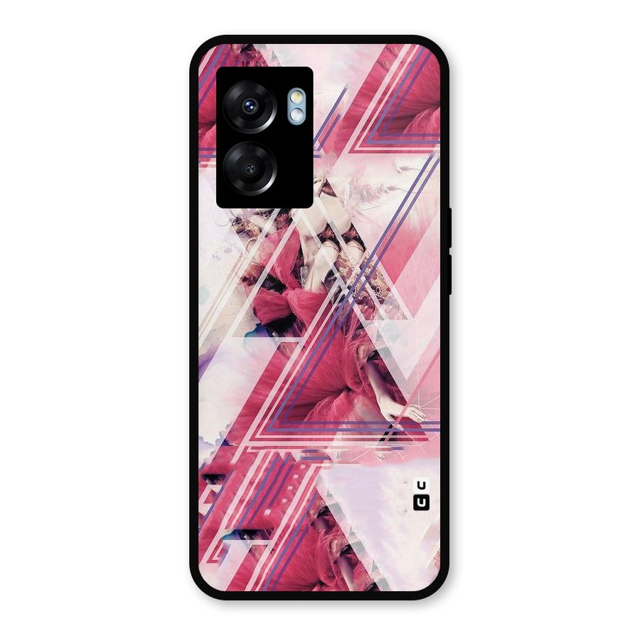 Pink Rose Abstract Metal Back Case for Oppo K10 (5G)