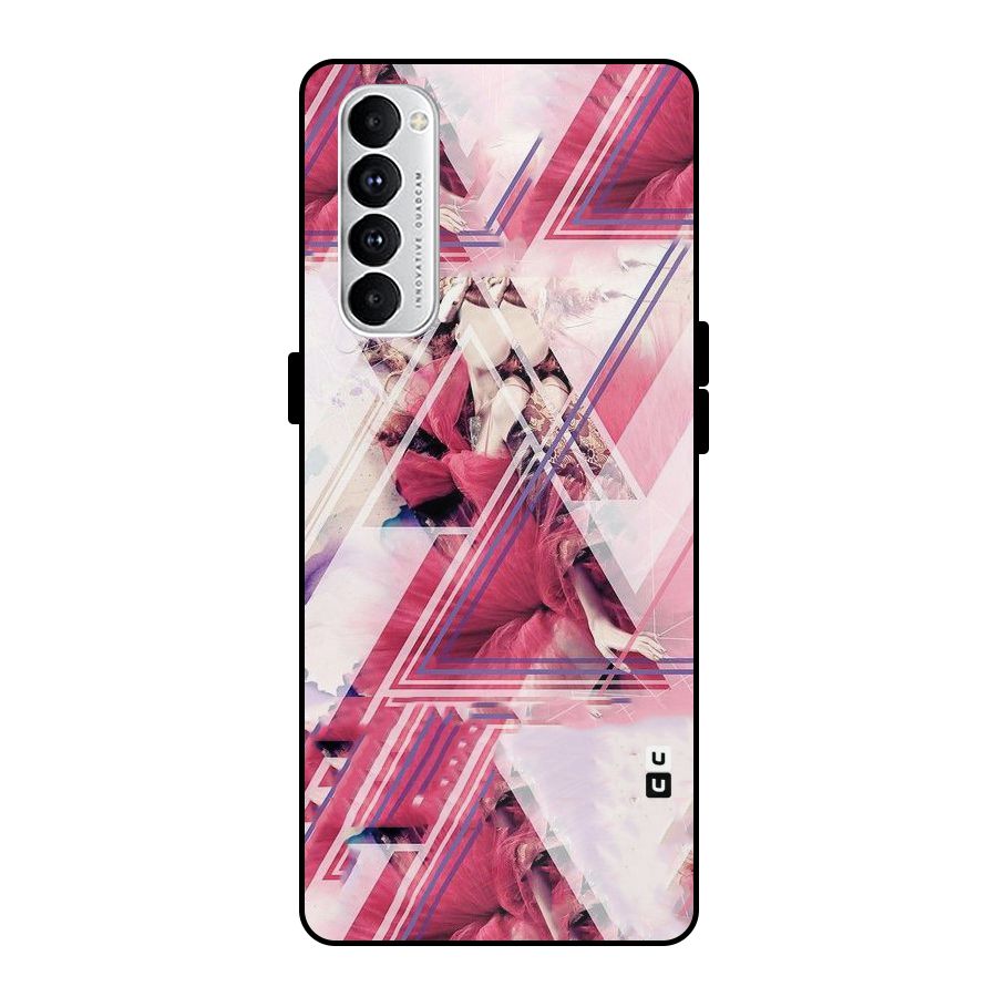 Pink Rose Abstract Metal Back Case for Oppo Reno4 Pro