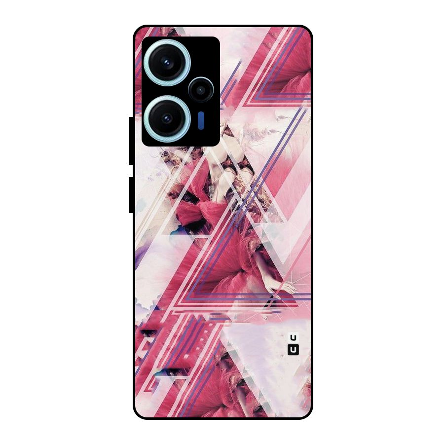 Pink Rose Abstract Metal Back Case for Poco F5