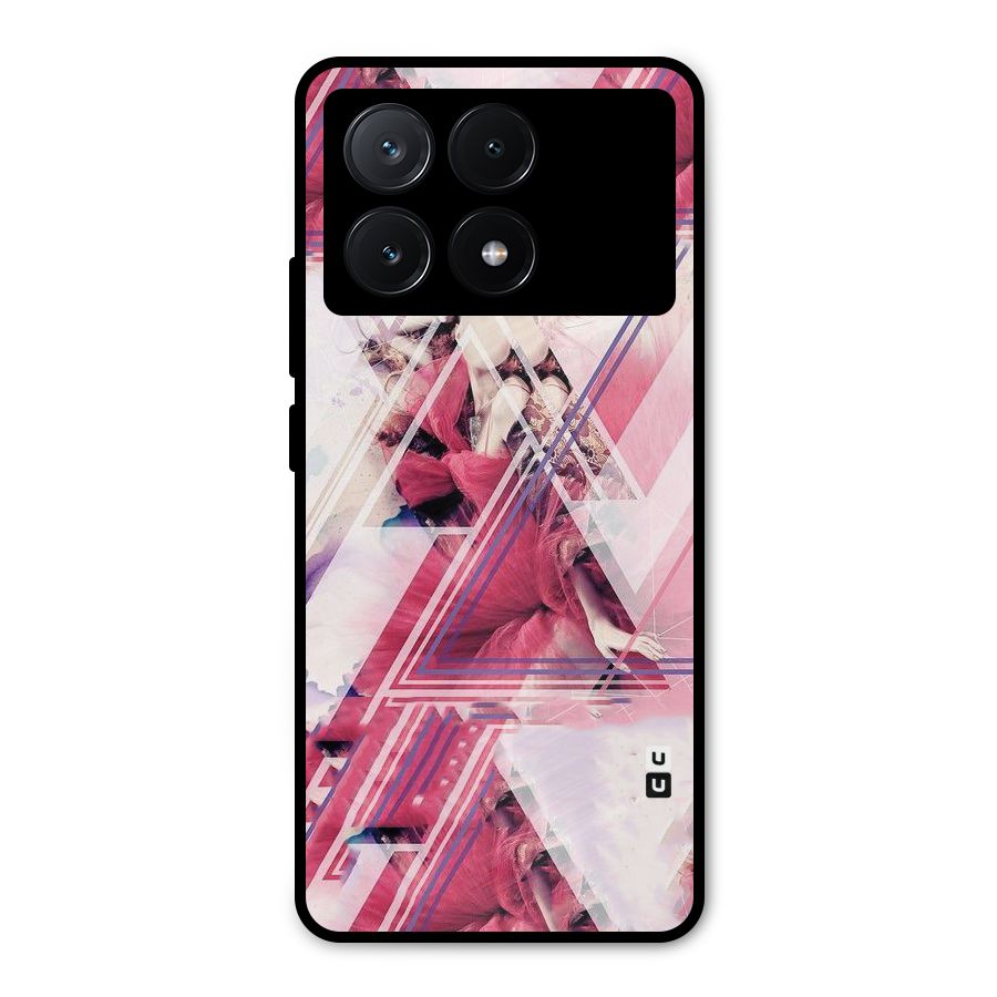 Pink Rose Abstract Metal Back Case for Poco X6 Pro