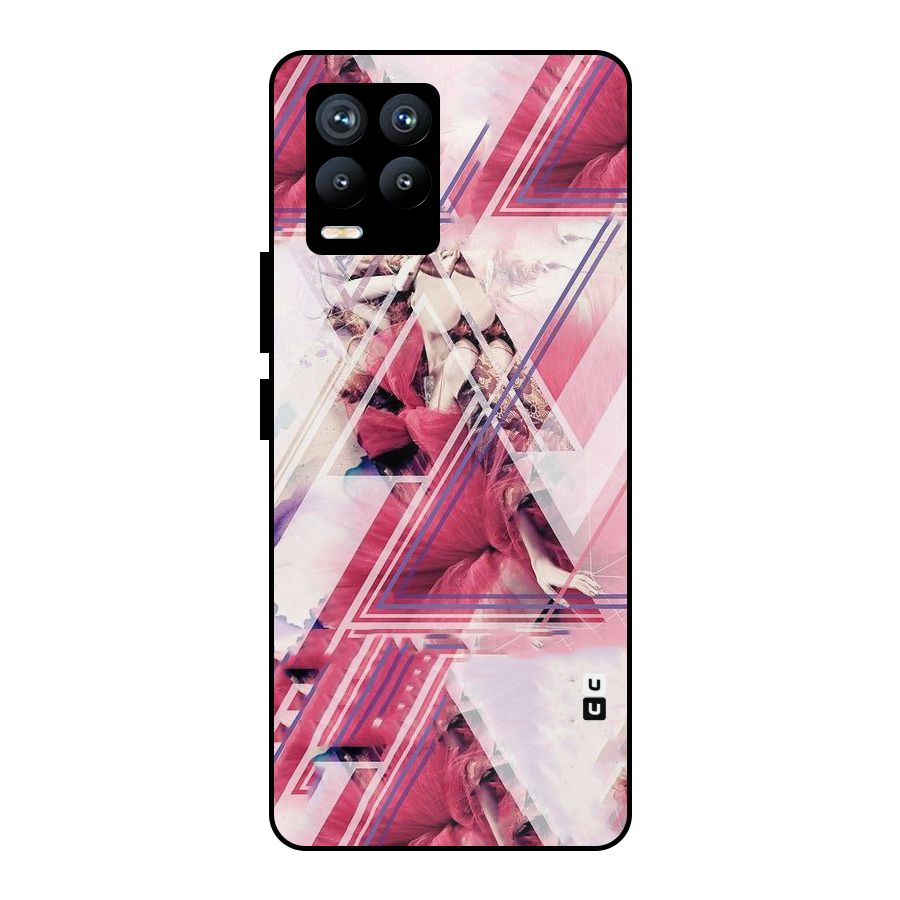 Pink Rose Abstract Metal Back Case for Realme 8