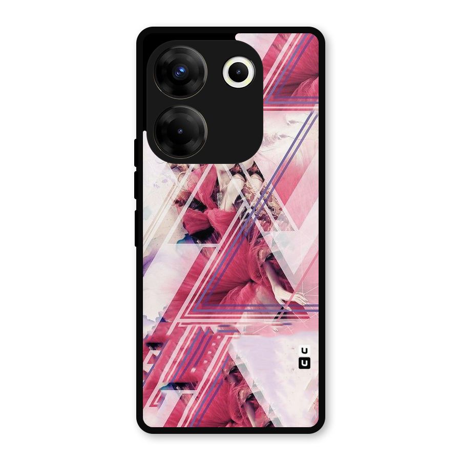 Pink Rose Abstract Metal Back Case for Tecno Camon 20