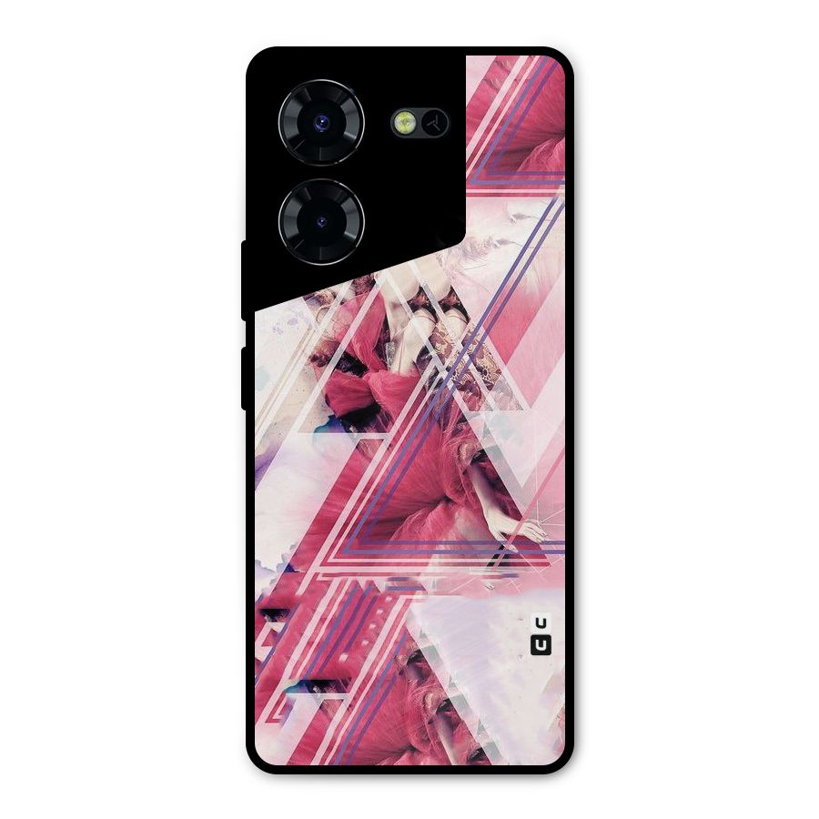 Pink Rose Abstract Metal Back Case for Tecno Pova 5 Pro 5G
