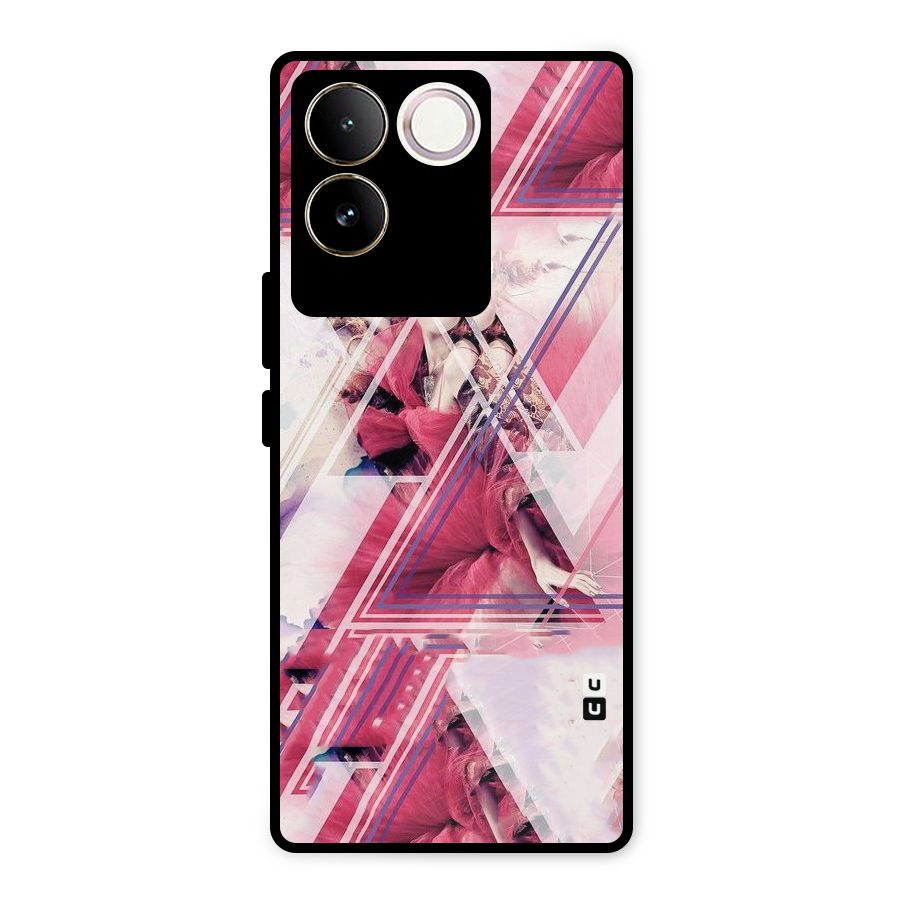 Pink Rose Abstract Metal Back Case for Vivo T2 Pro