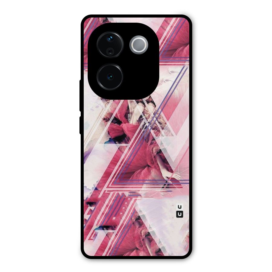 Pink Rose Abstract Metal Back Case for Vivo T3 Pro