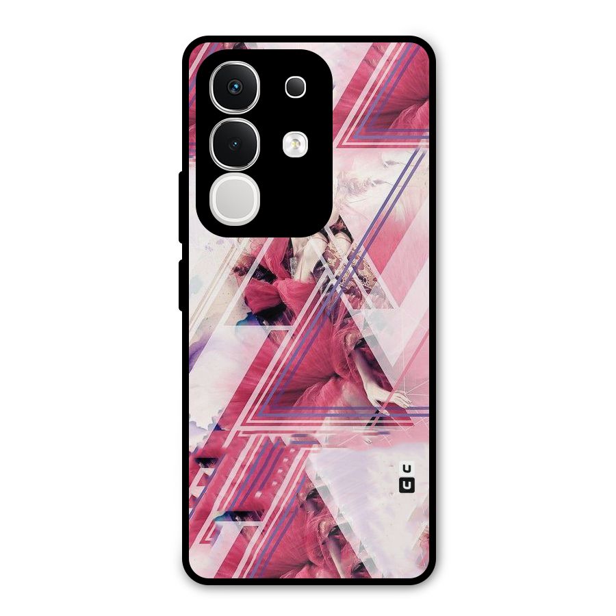 Pink Rose Abstract Metal Back Case for Vivo T4x