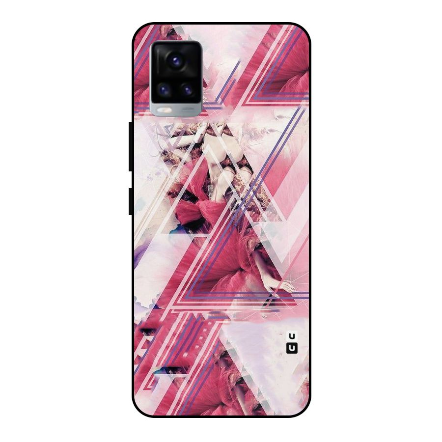 Pink Rose Abstract Metal Back Case for Vivo V20 2021