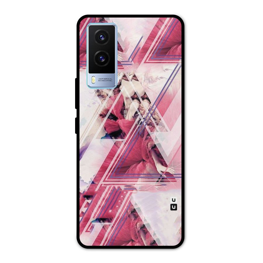 Pink Rose Abstract Metal Back Case for Vivo V21e 5G