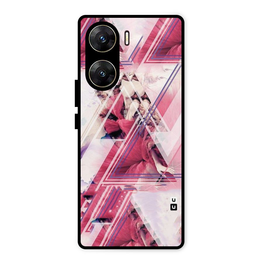 Pink Rose Abstract Metal Back Case for Vivo V29e
